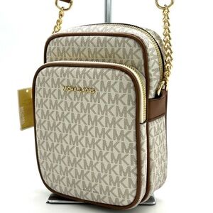 Michael Kors Jet Set Travel Medium Logo Crossbody Bag Vanilla/Brown